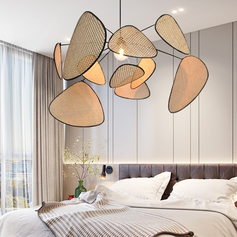 Suspension feuilles en cannage beige Samare – vue 3