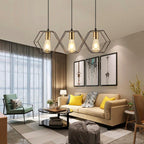 Suspension trois cadres hexagonaux noir et or Sizain, finition noir et or