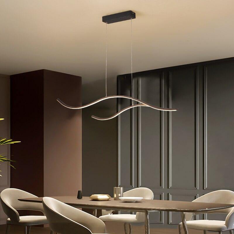Suspension vagues lumineuses dorées Remous, finition noire – vue 2