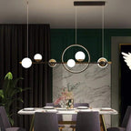 Suspension globes en verre et anneau noir et or Transit, finition noir et or