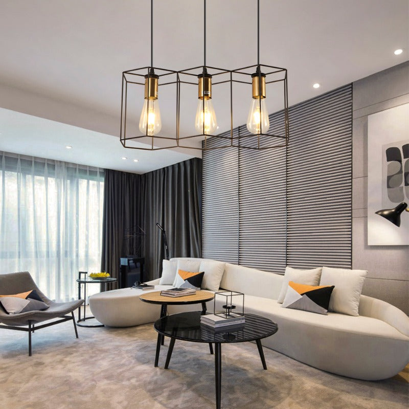 Suspension trois cadres hexagonaux noir et or Sizain, finition noir et or – vue 5