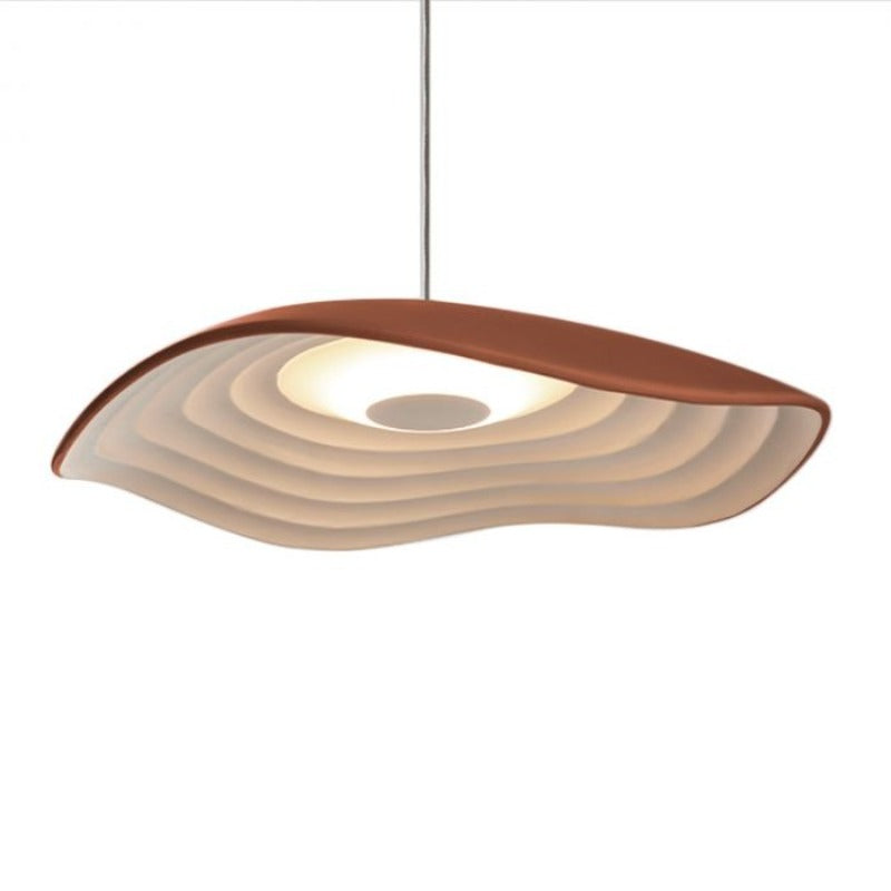 Suspension ombrelle striée blanche Telline, coloris ambré