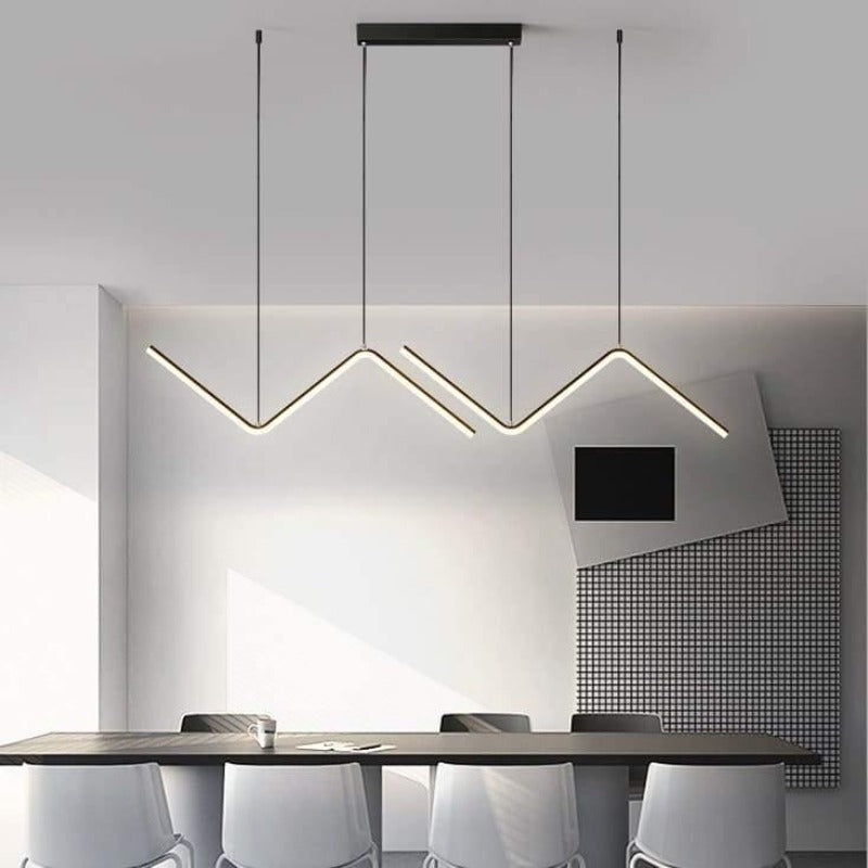 Suspension ligne lumineuse brisée noire Zébrure