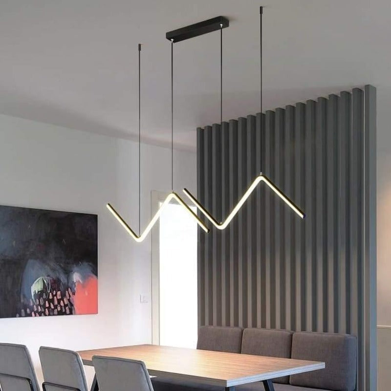 Suspension ligne lumineuse brisée noire Zébrure