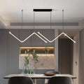 Suspension ligne lumineuse brisée noire Zébrure, finition noire