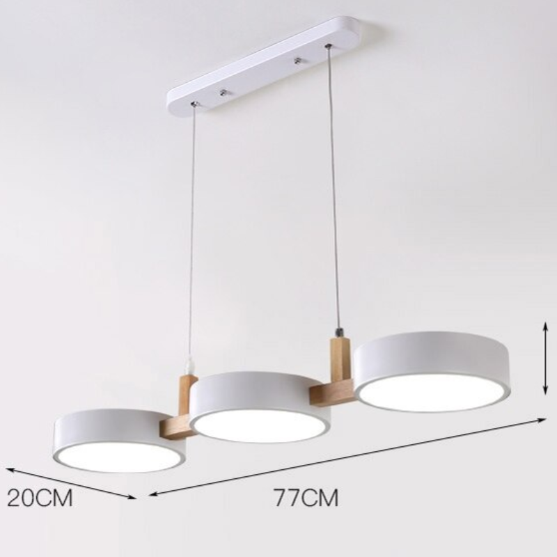 Suspension trois disques colorés aspect bois Triptyque