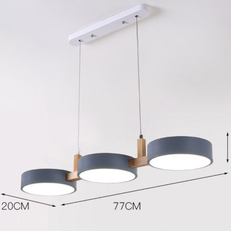 Suspension trois disques colorés aspect bois Triptyque