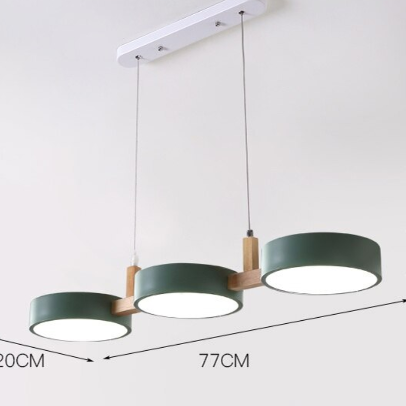 Suspension trois disques colorés aspect bois Triptyque, coloris vert