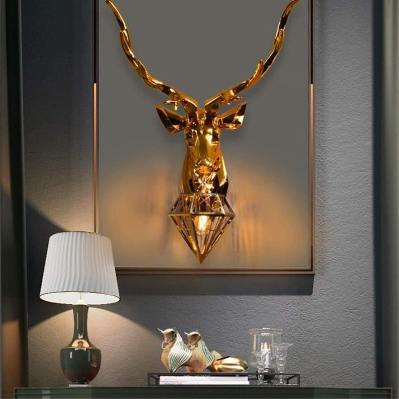 Applique murale tête de cerf dorée Pavillon – vue 3