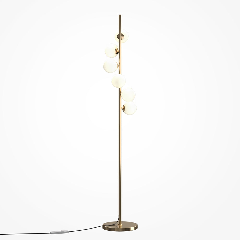 Lampadaire en métal doré à six ampoules Calice