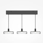Suspension barre en métal noir à trois disques transparents Corda