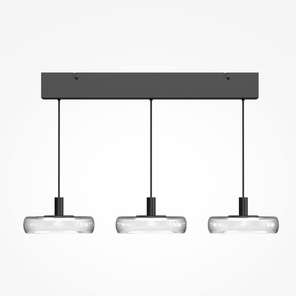 Suspension barre en métal noir à trois disques transparents Corda
