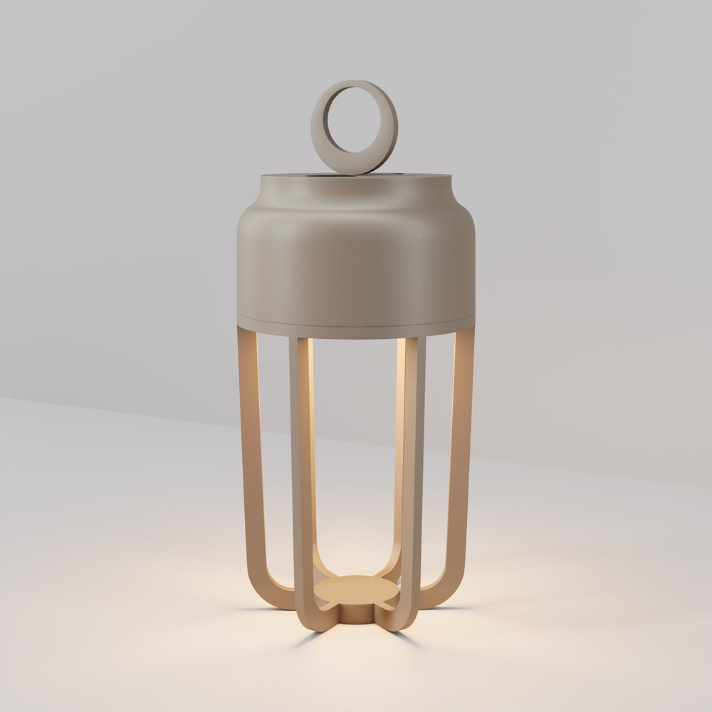 Lampe à poser d'extérieur lanterne en métal beige IP54 Quenda